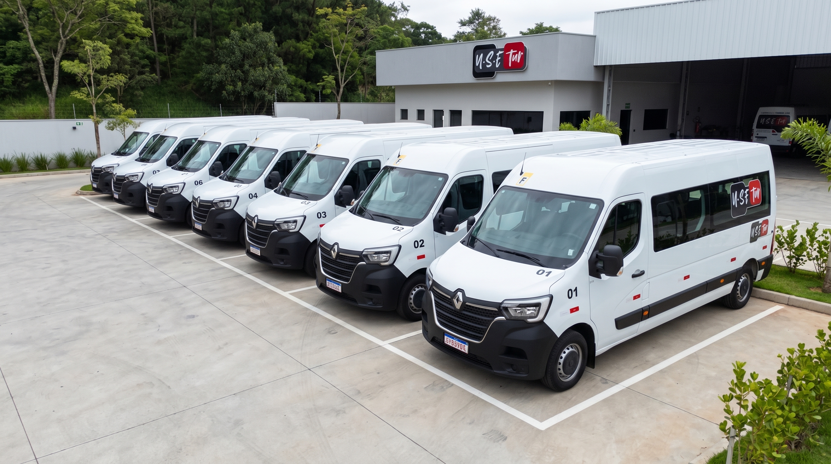 Frota de vans U.S.E Tur preparada para transporte corporativo